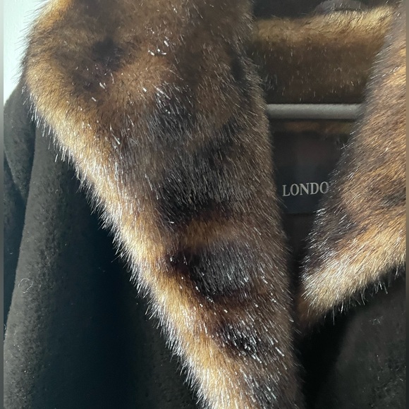 NWOT fun piece! brown London Fog fake faux sable fur Swing A-line Coat, S M - Picture 5 of 5